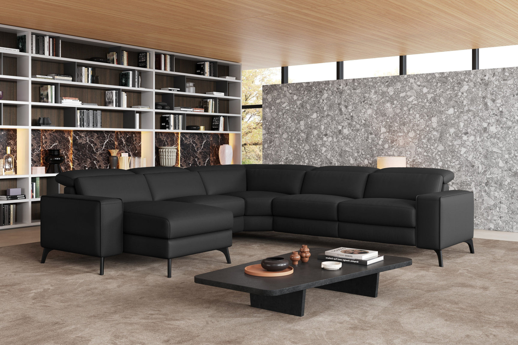 Esther Leather Corner Recliner Sectional Lounge