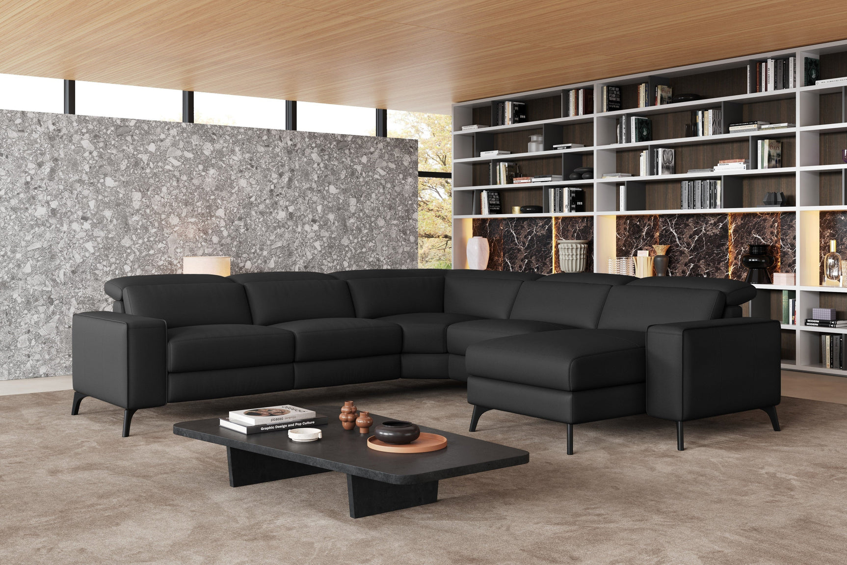 Esther Leather Corner Recliner Sectional Lounge