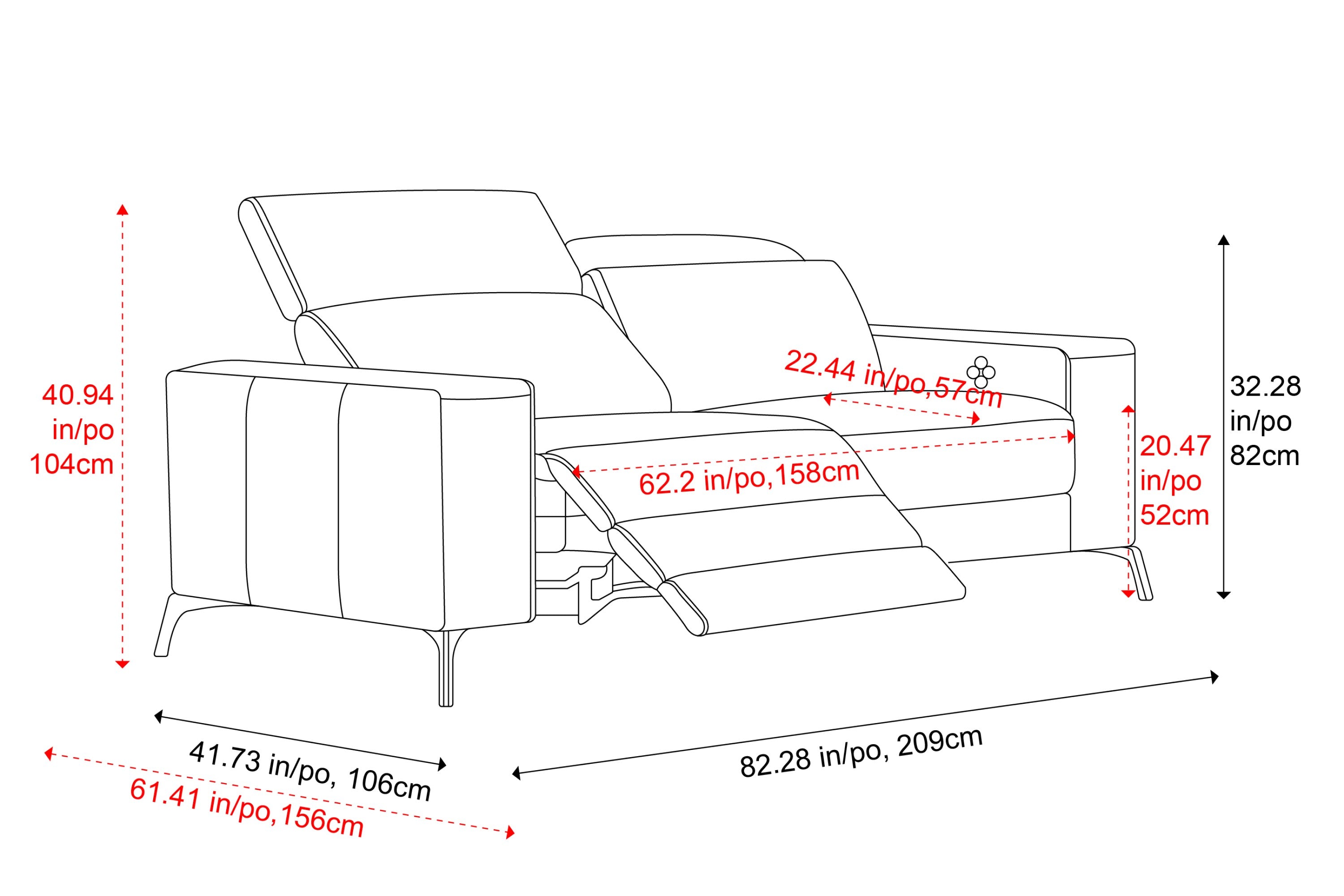 Esther Leather Dual Recliner Lounge