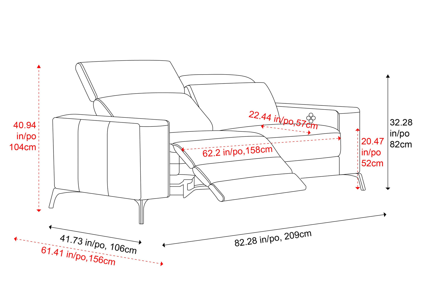 Esther Leather Dual Recliner Lounge