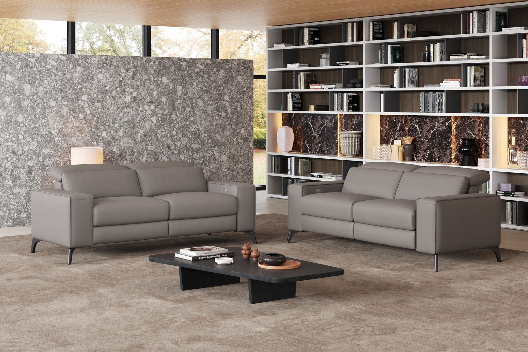 Esther Leather Dual Recliner Lounge