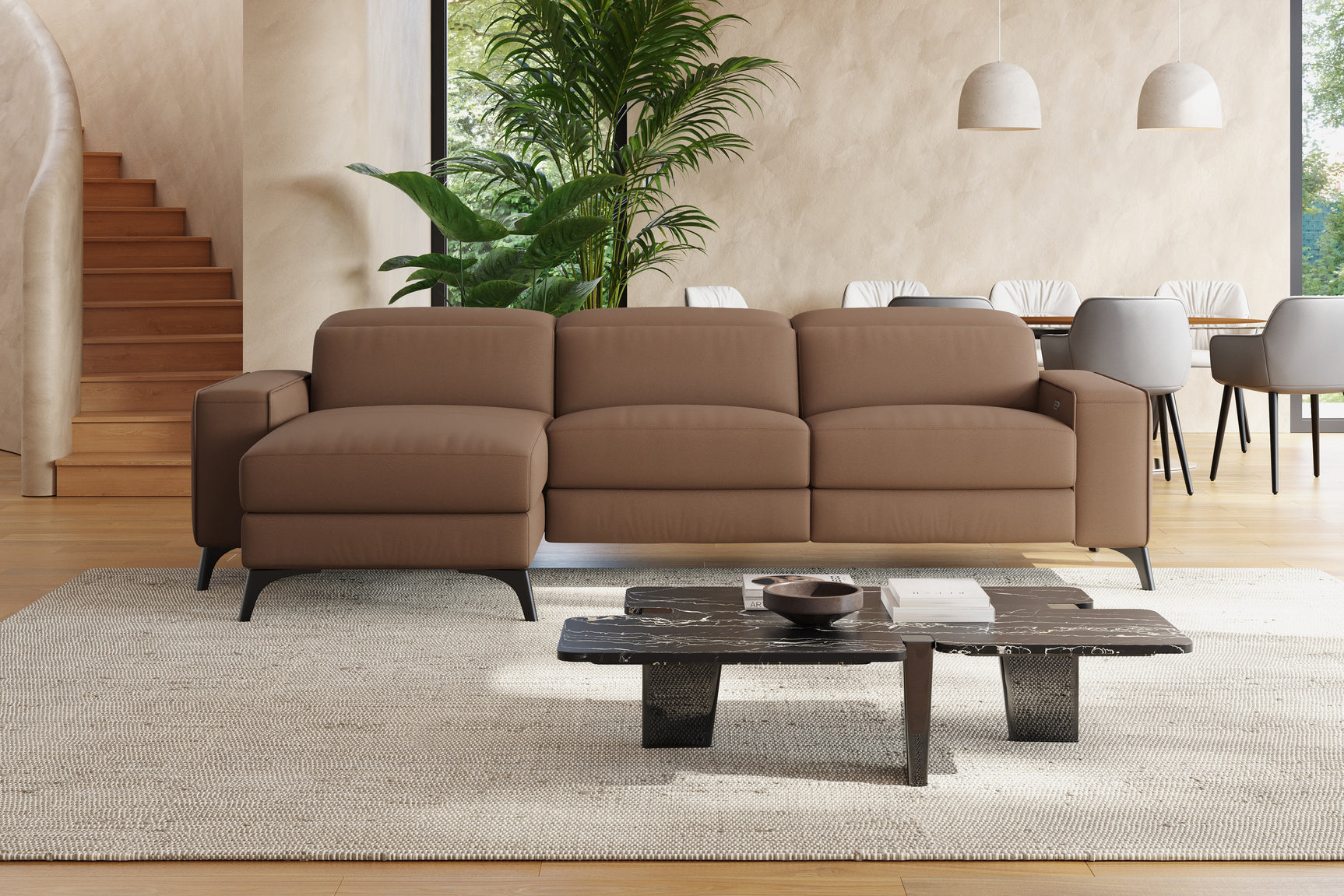 Esther Leather Recliner Sectional Lounge