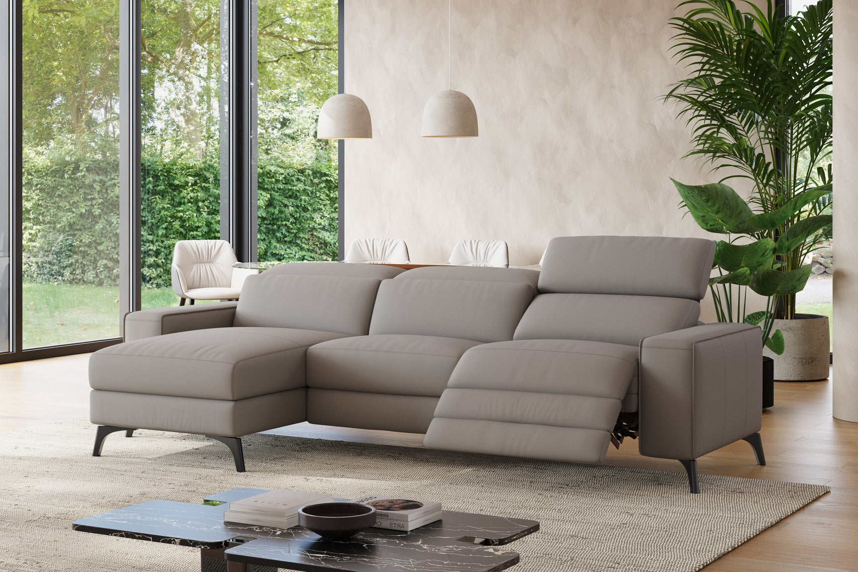 Esther Leather Recliner Sectional Lounge