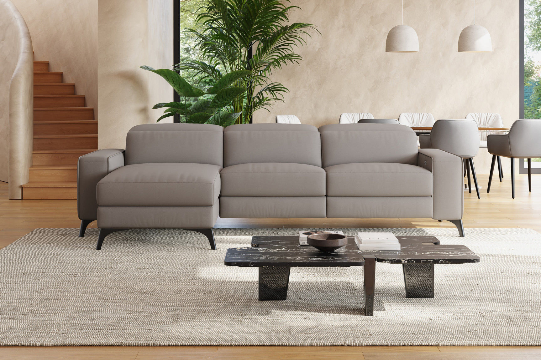 Esther Leather Recliner Sectional Lounge