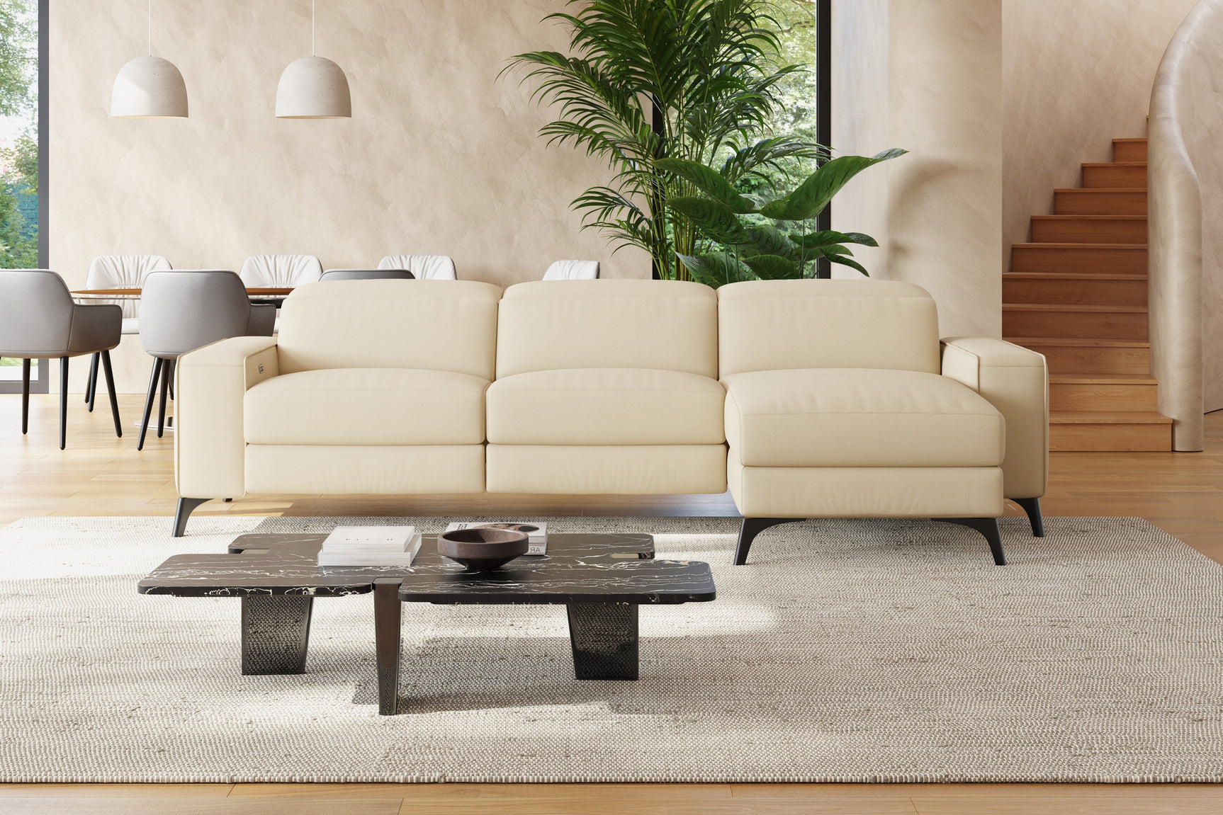 Esther Leather Recliner Sectional Lounge