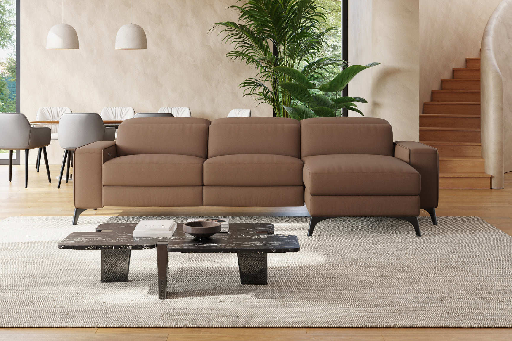 Esther Leather Recliner Sectional Lounge