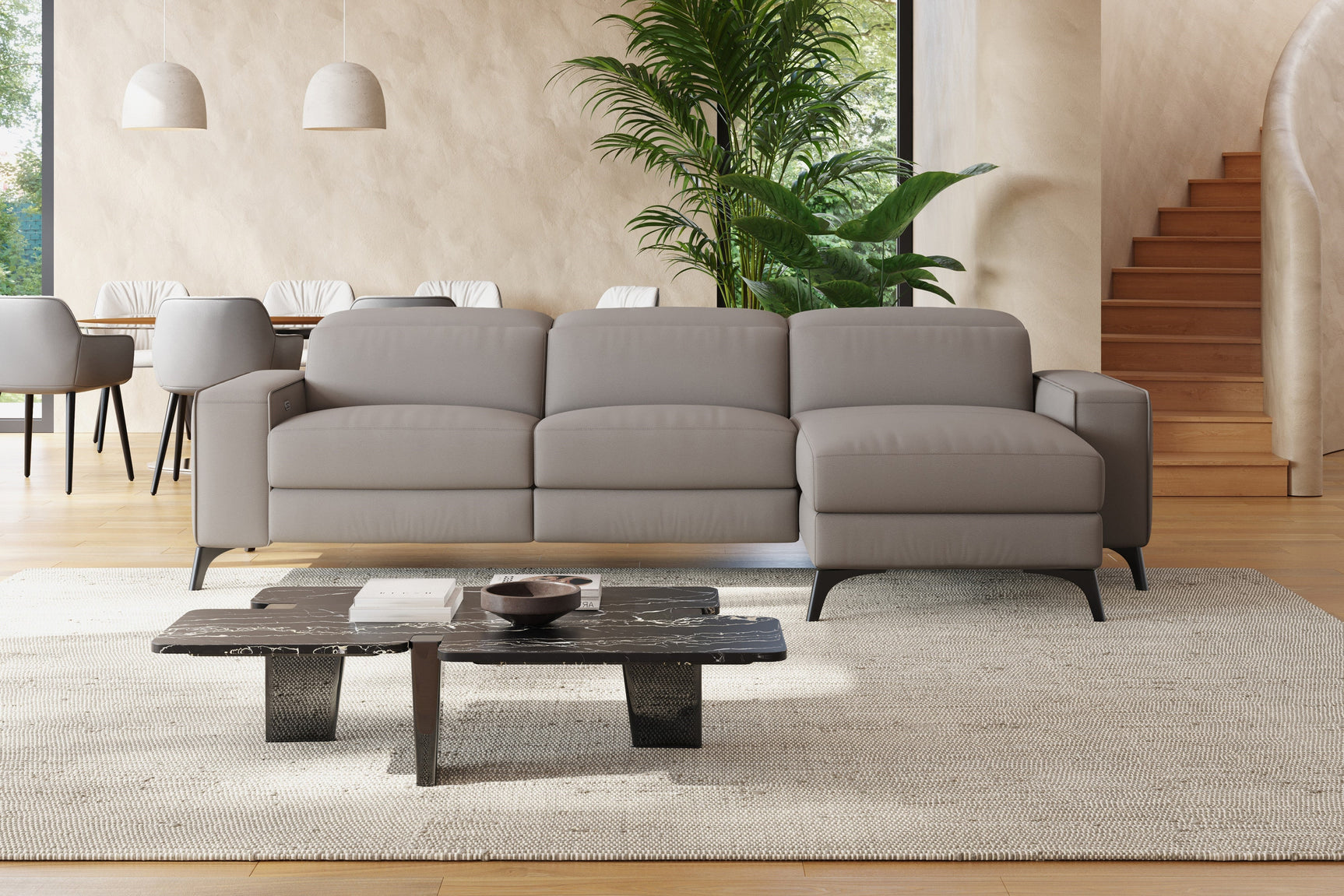 Esther Leather Recliner Sectional Lounge