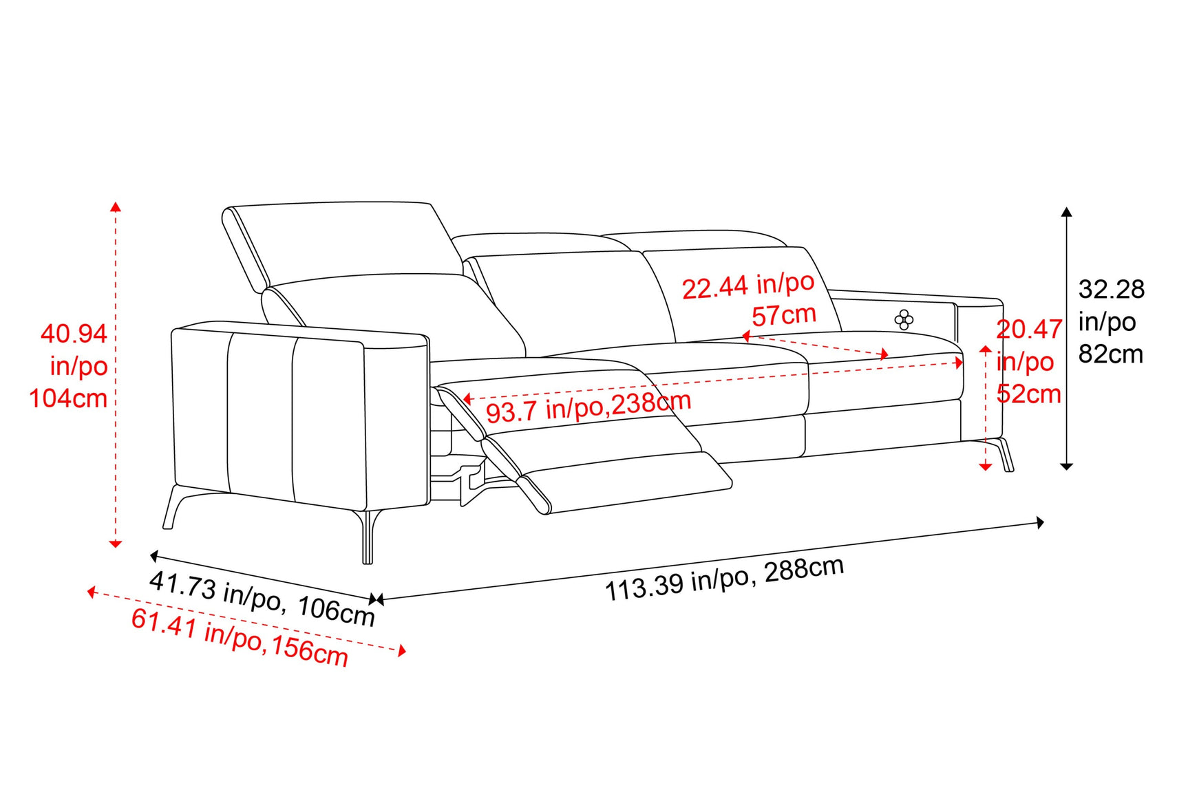 Esther Leather Dual Recliner Lounge