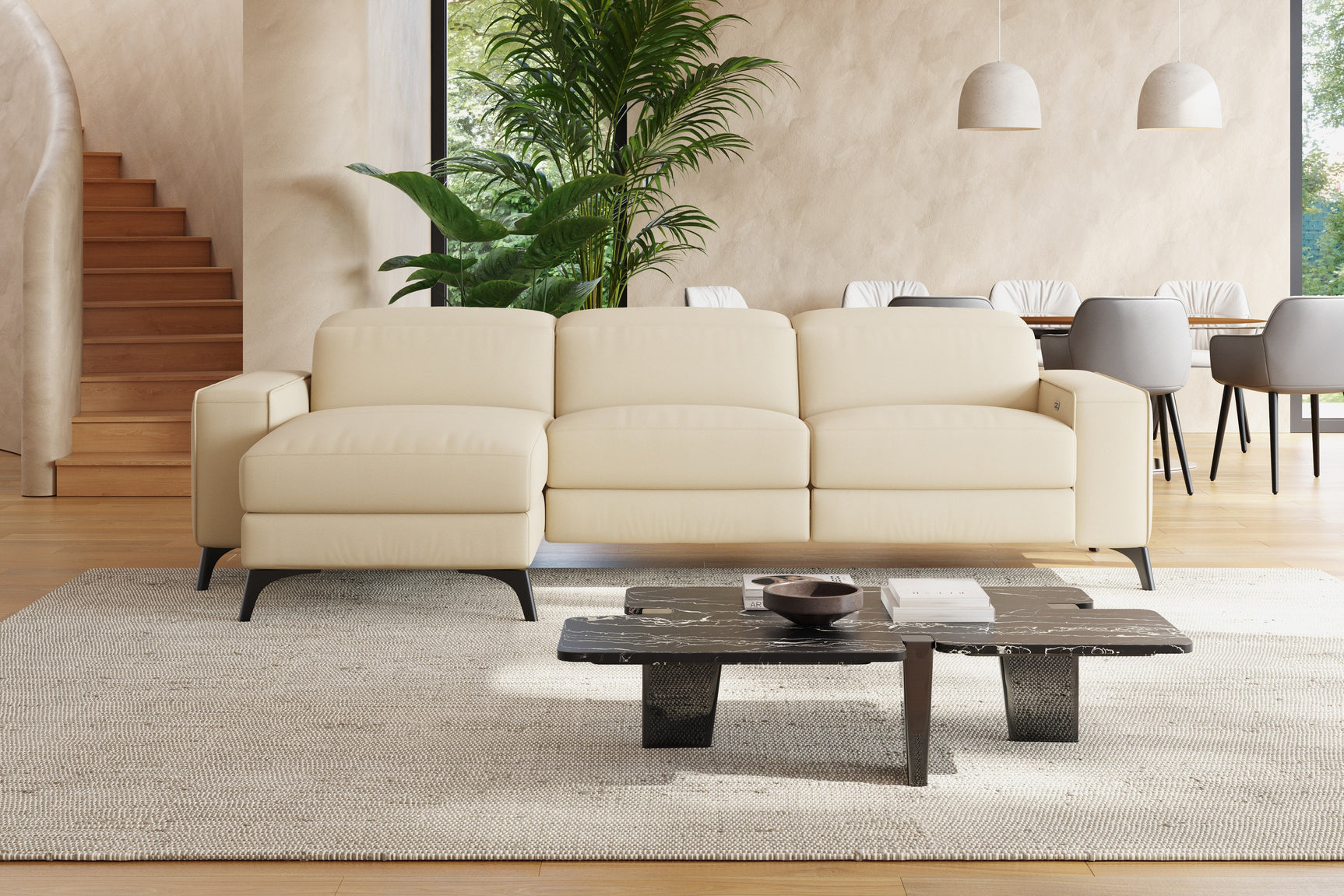 Esther Leather Recliner Sectional Lounge