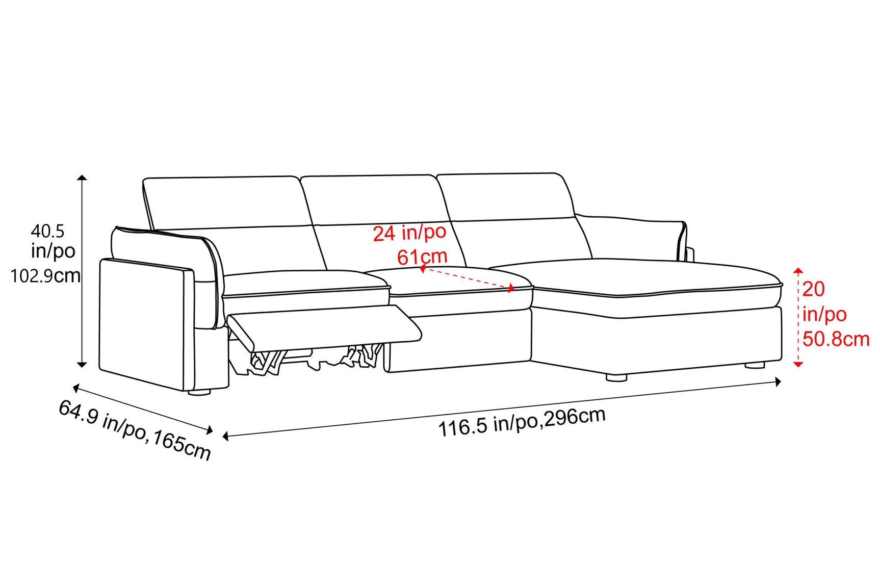 Fernanda Fabric Recliner Sectional Lounge