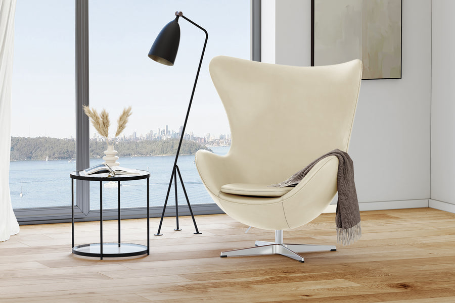 Valencia Finola Leather Accent Chair, Cream Color