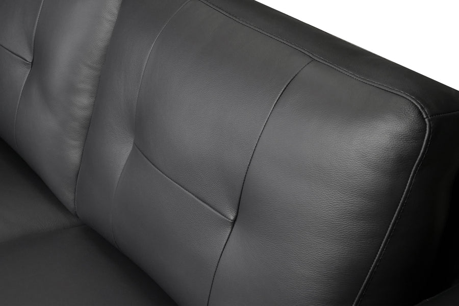 Valencia Francesca Mid Century Top Grain Leather Loveseat Lounge, Charcoal Grey