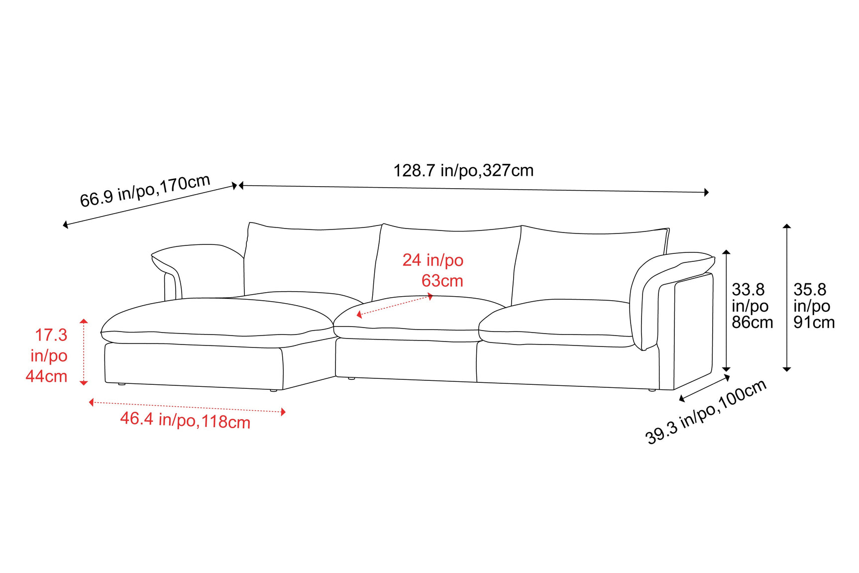 Frederick Fabric Sectional Lounge