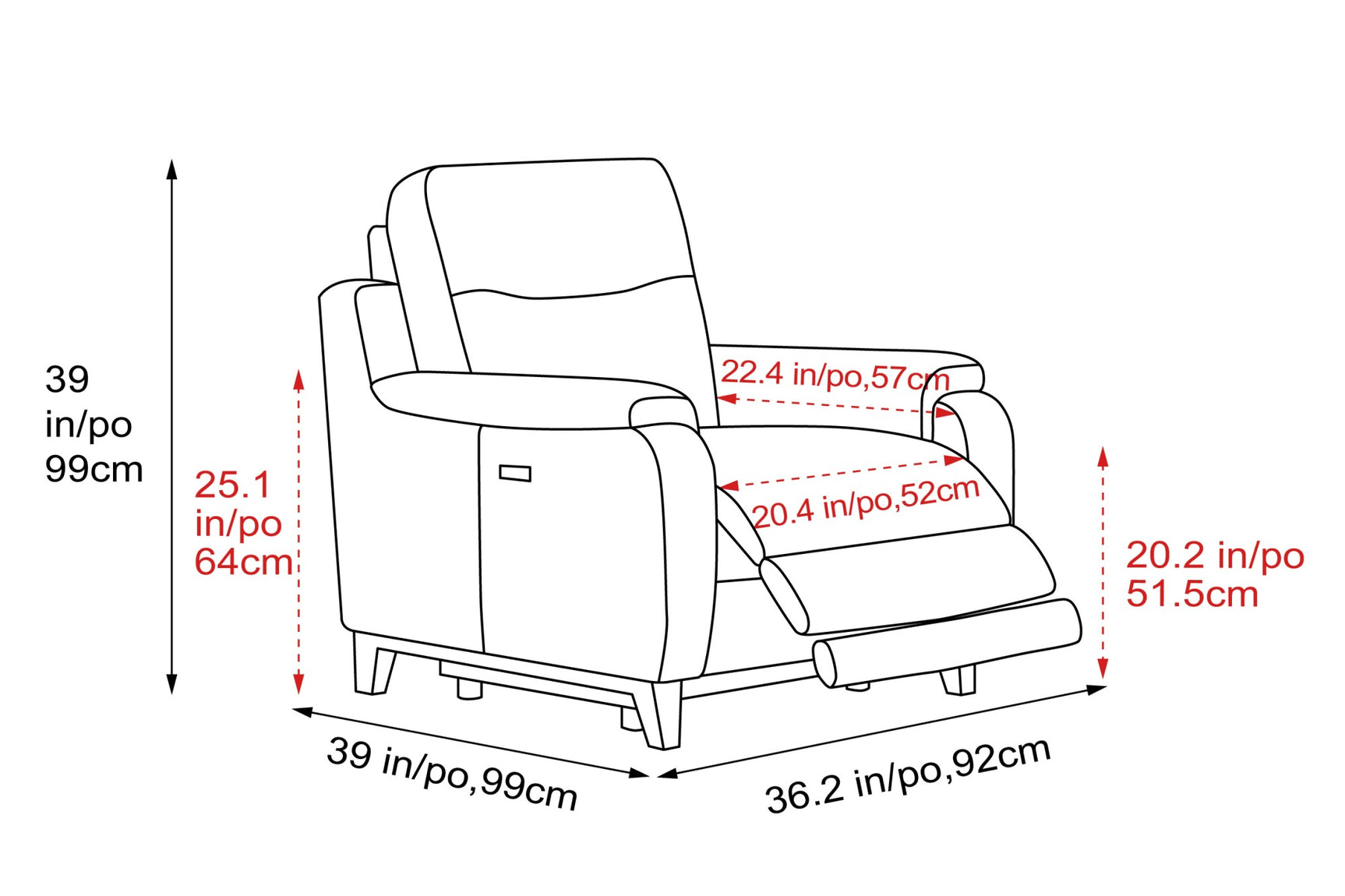 George Leather Recliner Seat
