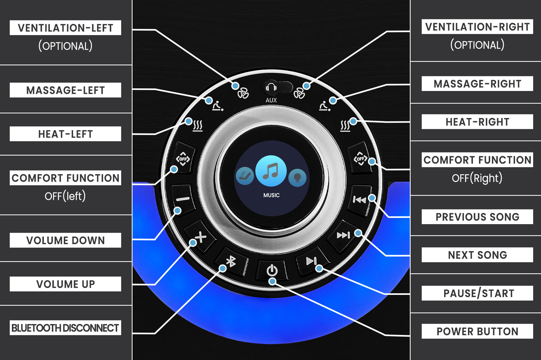 Harbour Immersive Audio Leather Dual Recliner Lounge with Heat & Massage