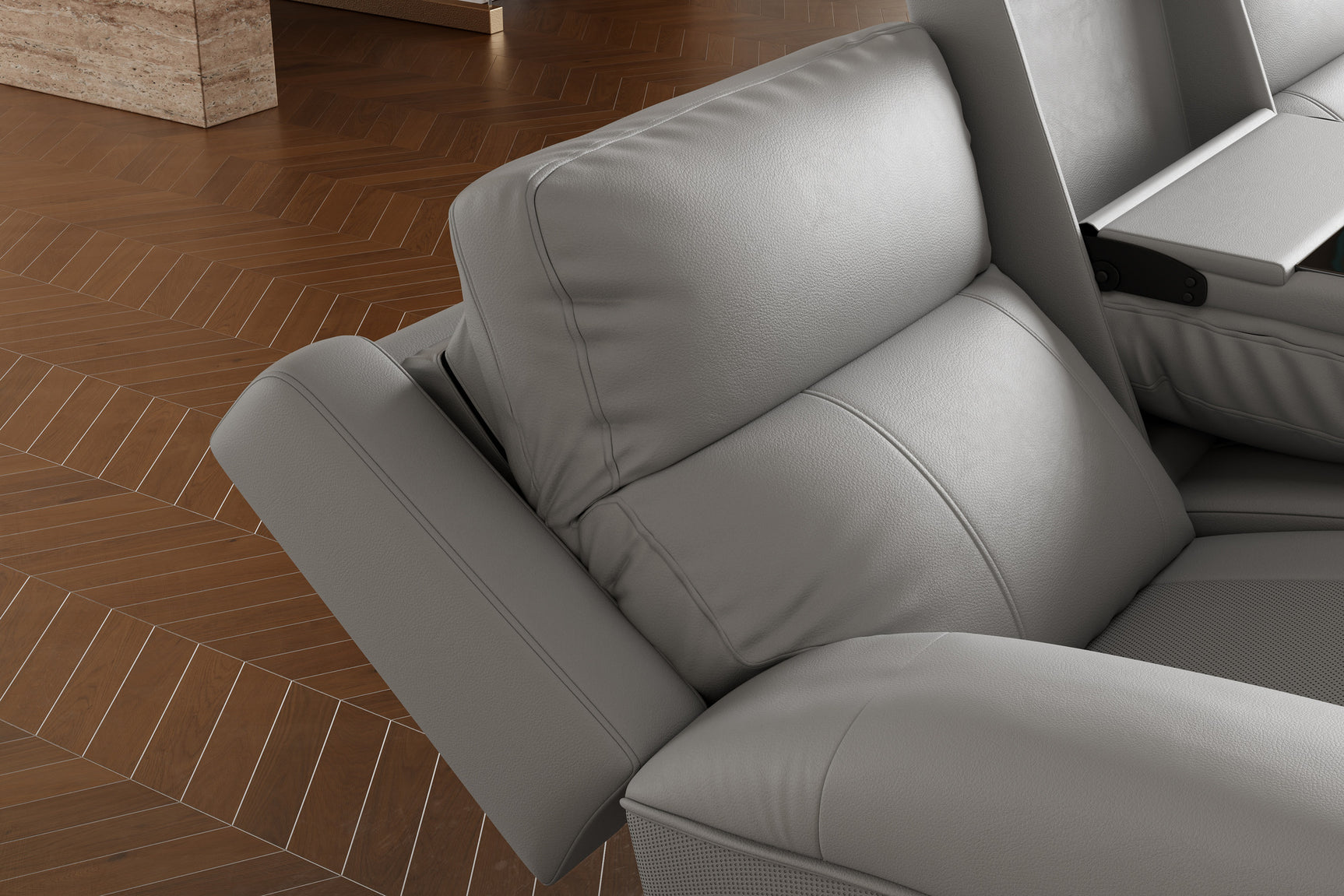 Harbour Immersive Audio Leather Dual Recliner Lounge with Heat & Massage