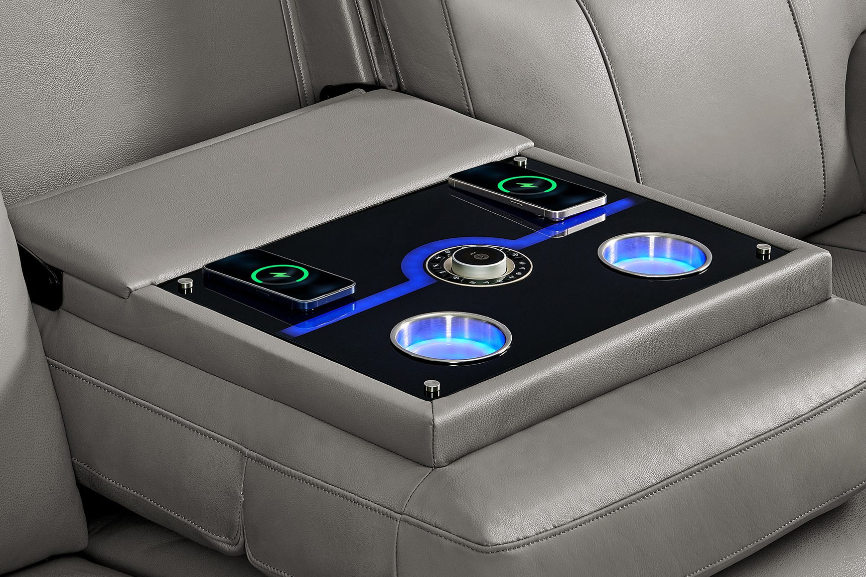 Harbour Immersive Audio Leather Dual Recliner Lounge with Heat & Massage