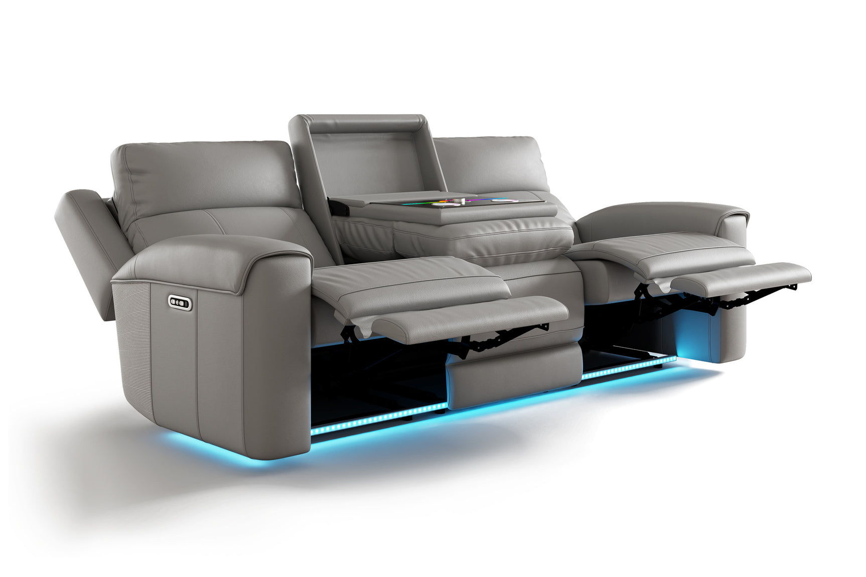 Harbour Immersive Audio Leather Dual Recliner Lounge with Heat & Massage