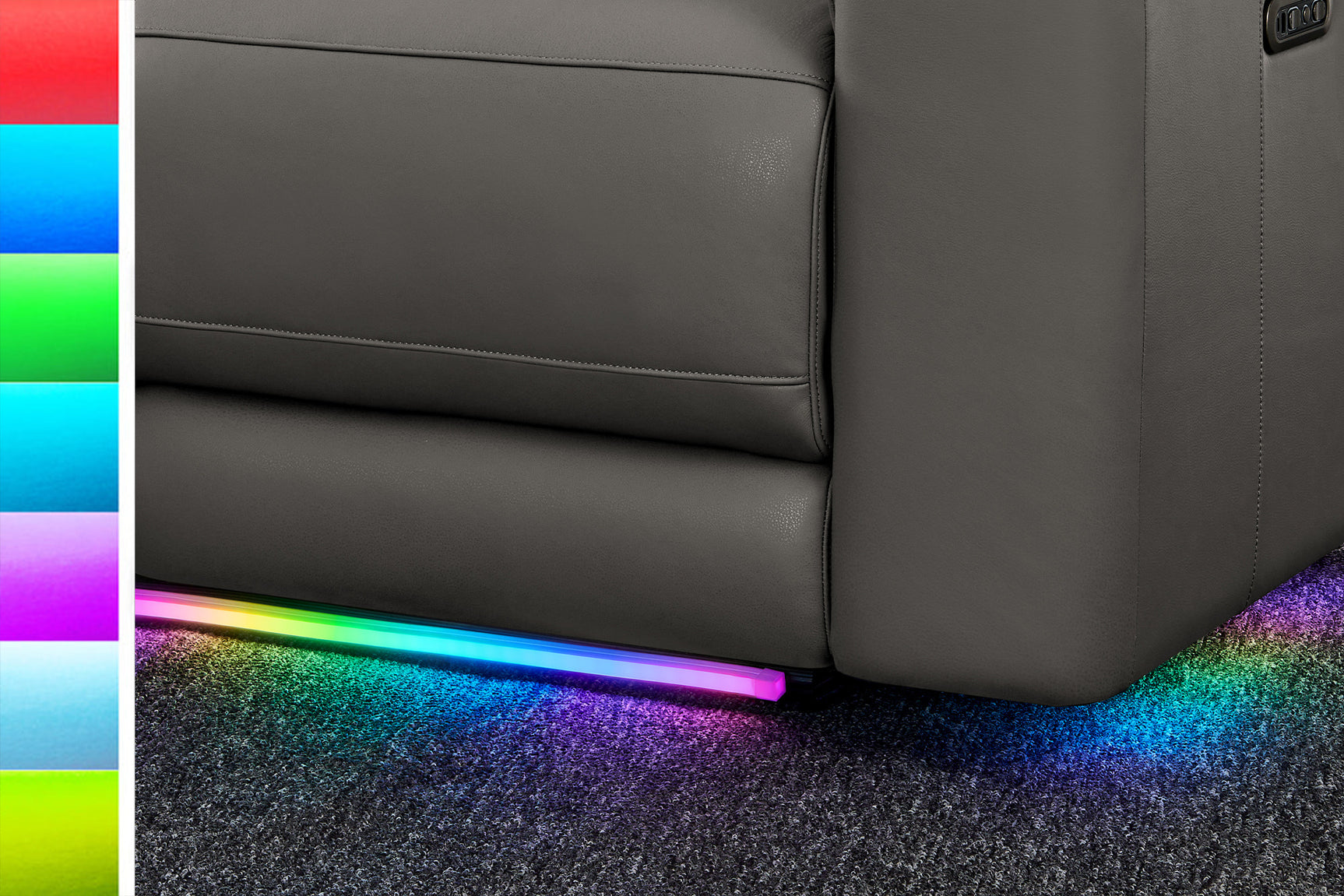 Harbour Immersive Audio Leather Dual Recliner Lounge with Heat & Massage