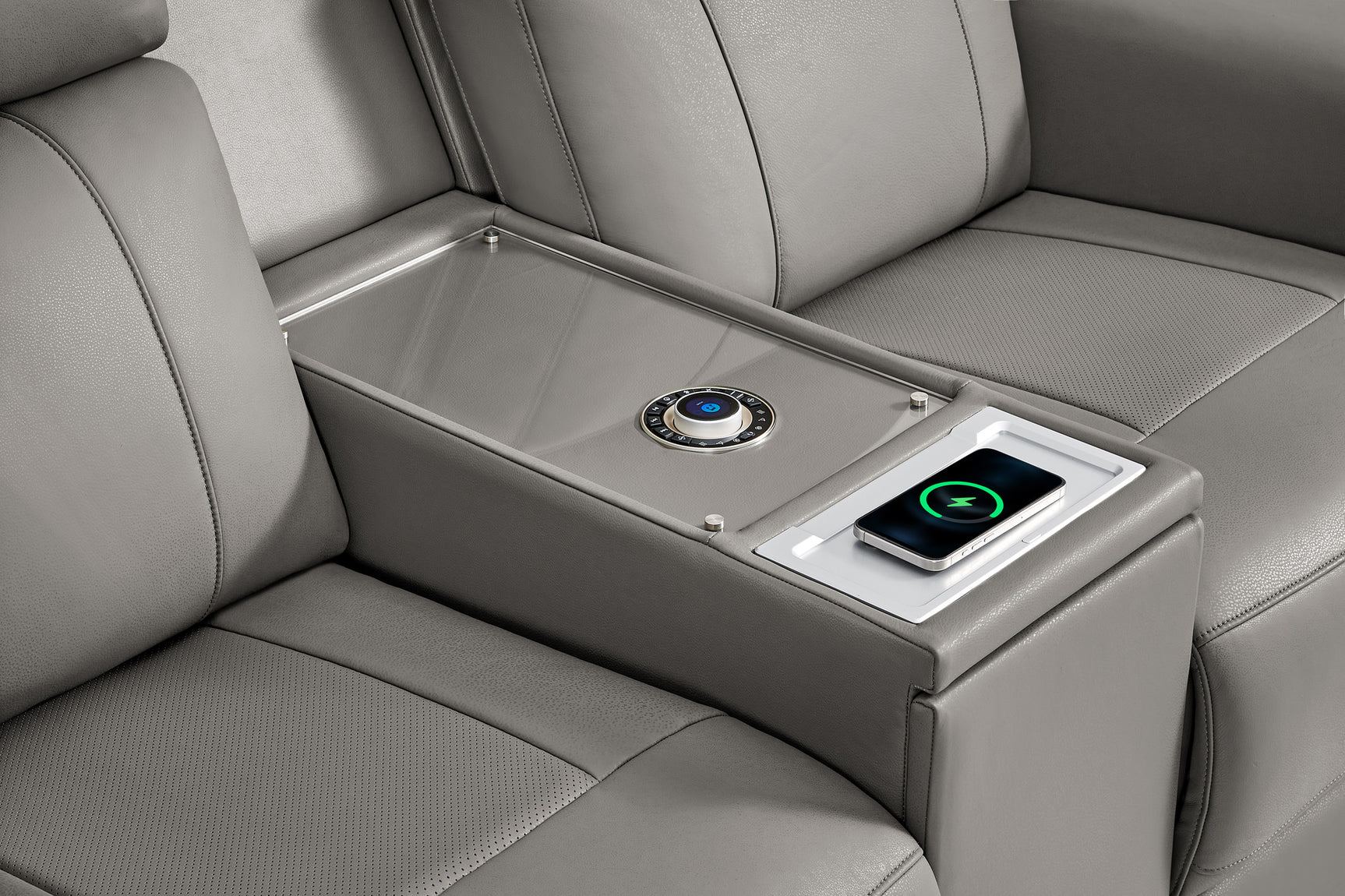 Harbour Immersive Audio Leather Dual Recliner Loveseat Lounge with Console