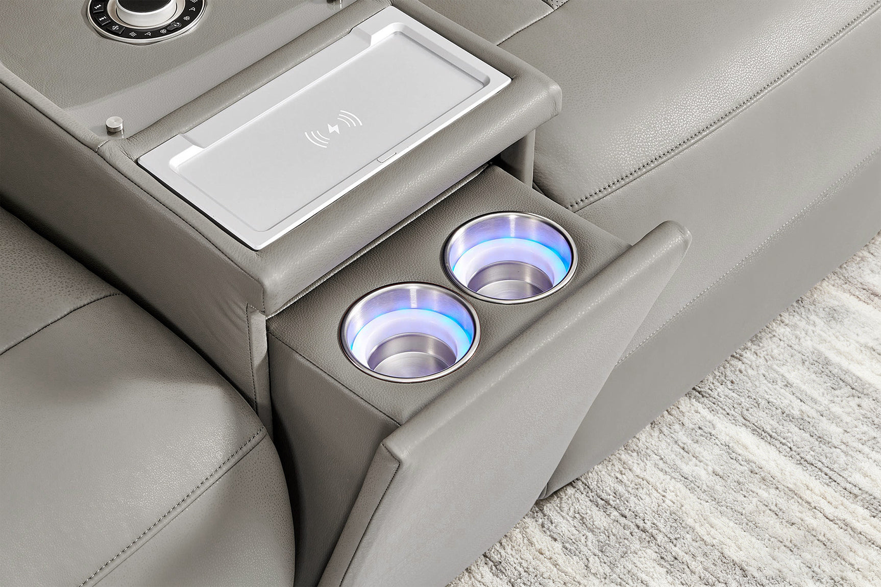 Harbour Immersive Audio Leather Dual Recliner Loveseat Lounge with Console