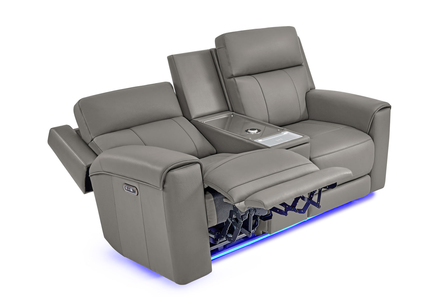 Harbour Immersive Audio Leather Dual Recliner Loveseat Lounge with Console