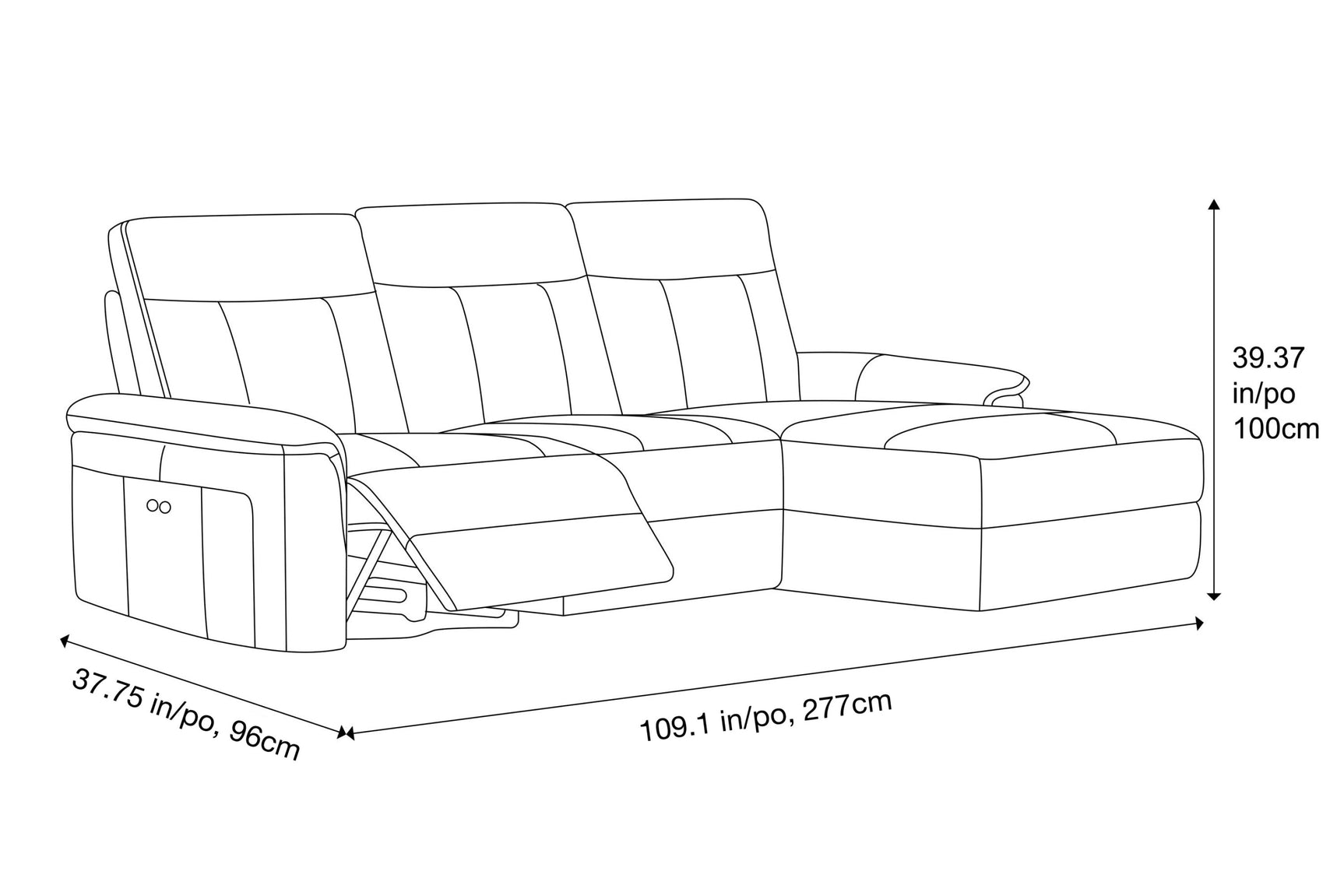 Heidi Leather Recliner Sectional Lounge