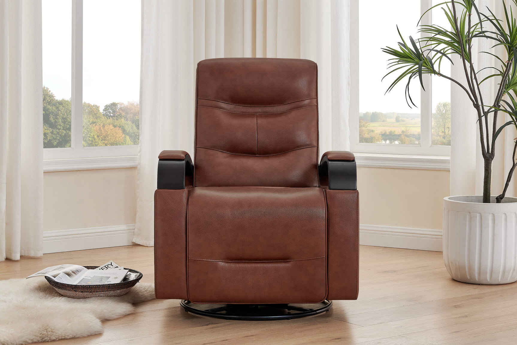 Laisha Leather Swivel Recliner Chair