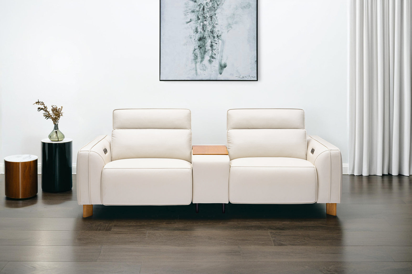 Lesley Leather Dual Recliner Lounge with Console