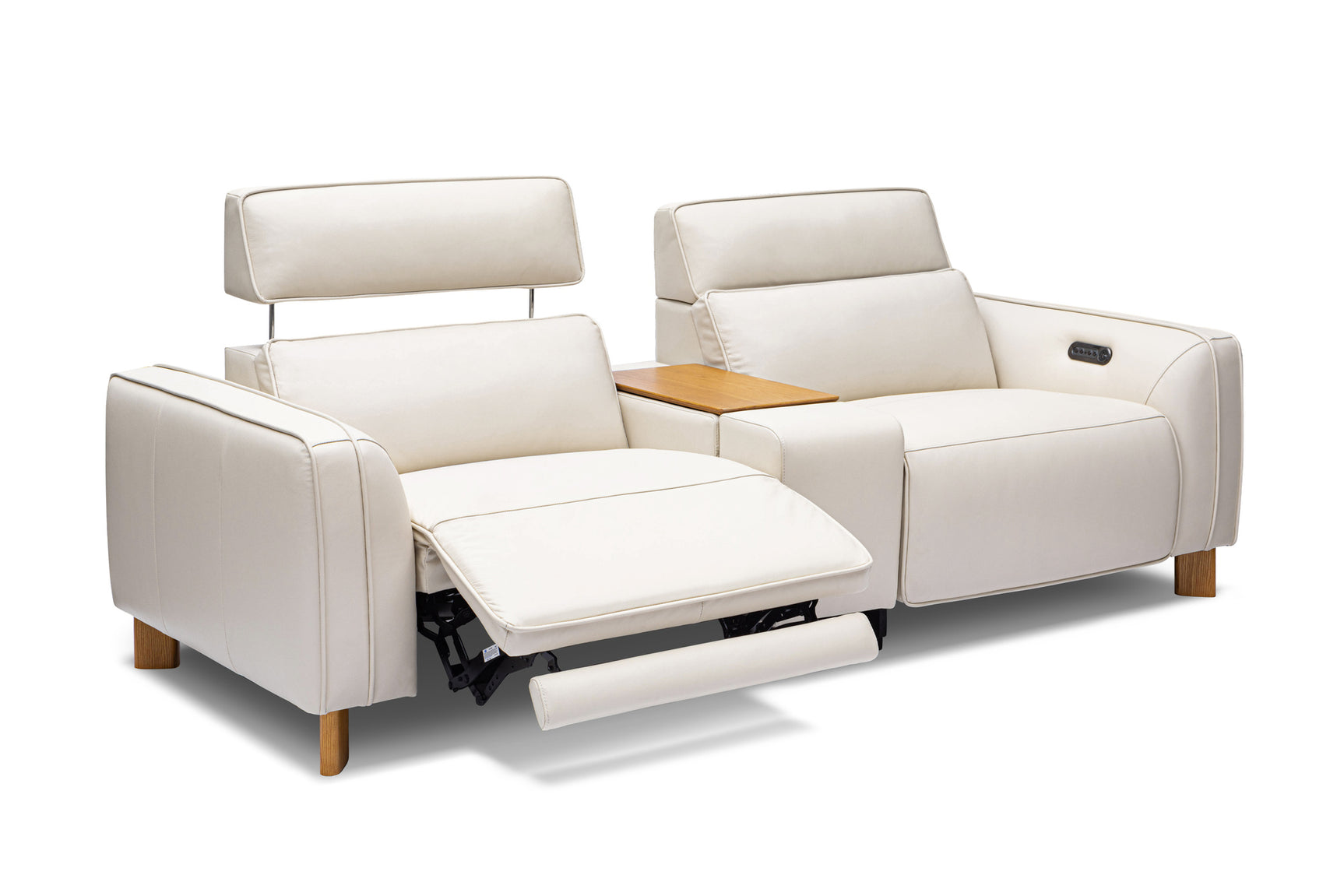 Lesley Leather Dual Recliner Lounge with Console