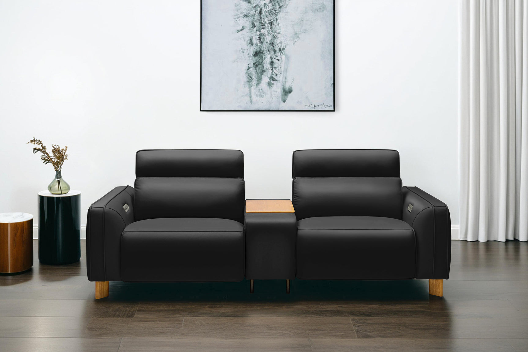 Lesley Leather Dual Recliner Lounge with Console