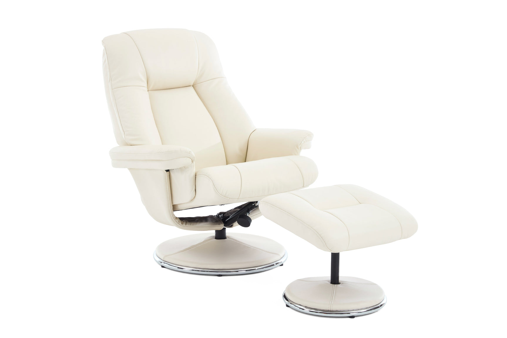 Lucinda Leather Swivel Recliner Chair with Ottoman