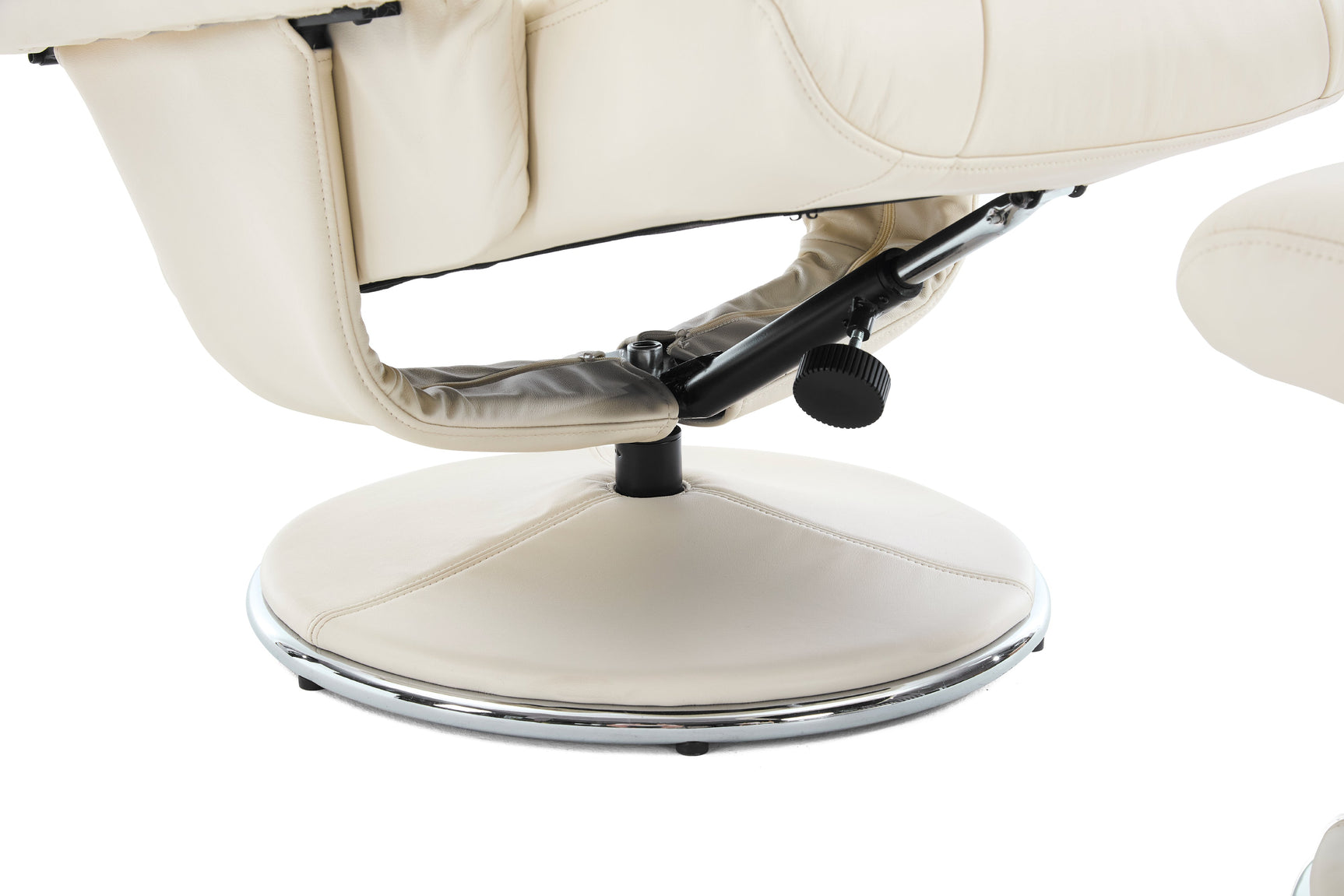 Lucinda Leather Swivel Recliner Chair with Ottoman