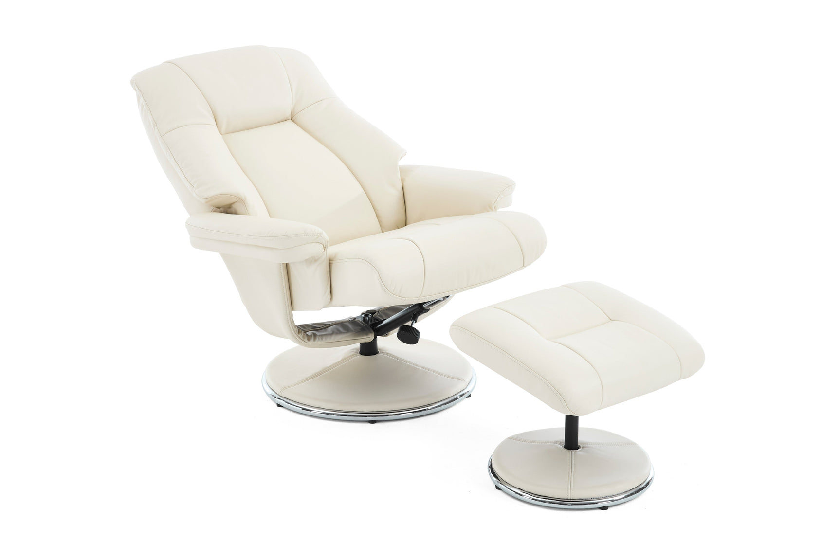 Lucinda Leather Swivel Recliner Chair with Ottoman