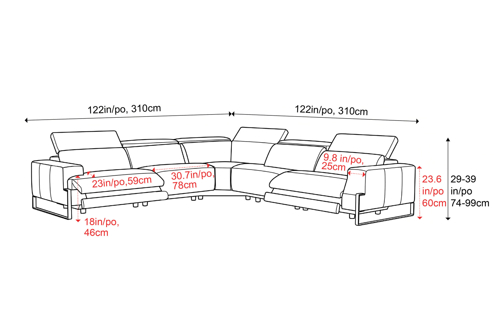 Melania Leather Reclining Corner Sectional Lounge