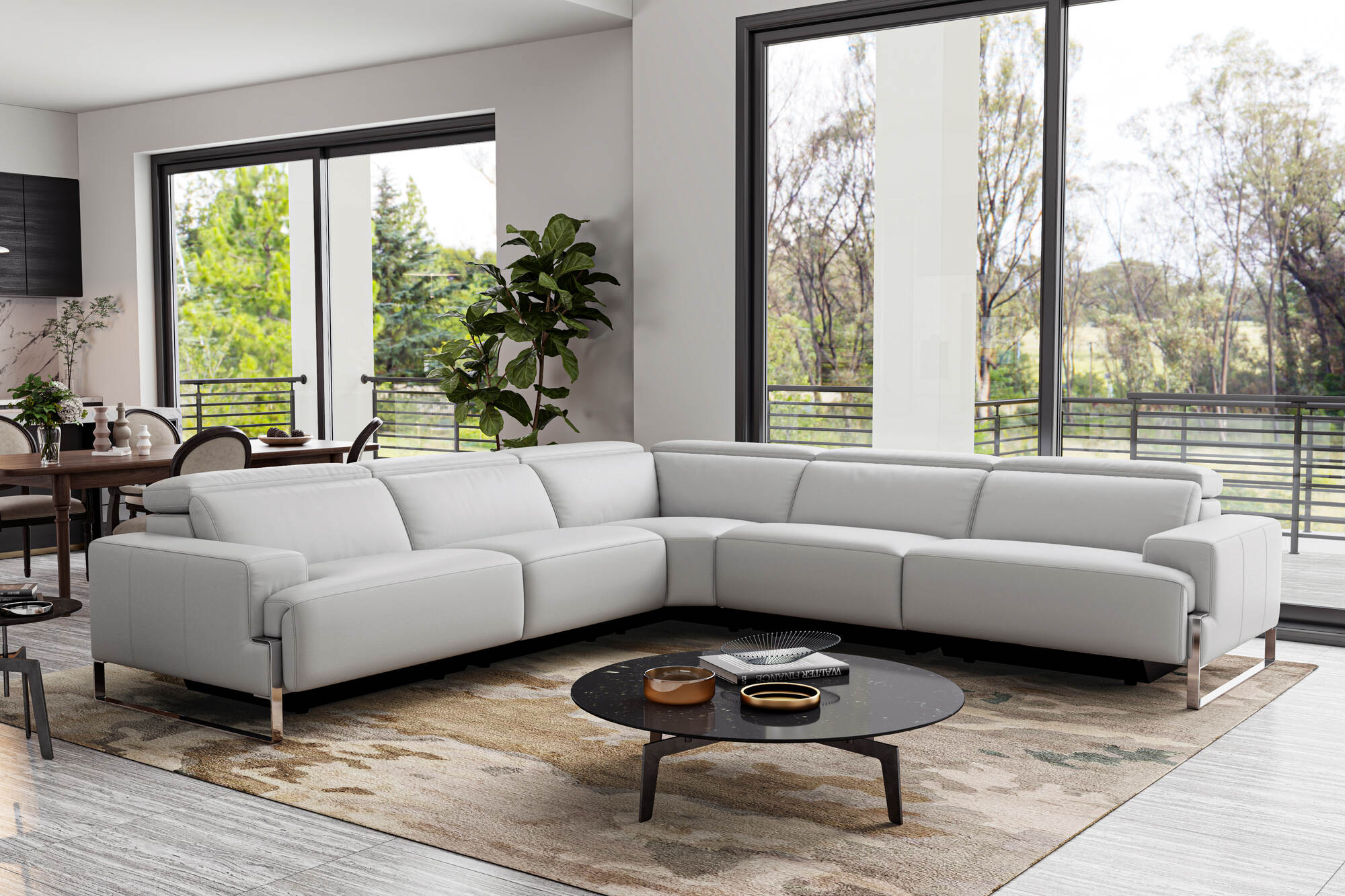 Melania Leather Reclining Corner Sectional Lounge