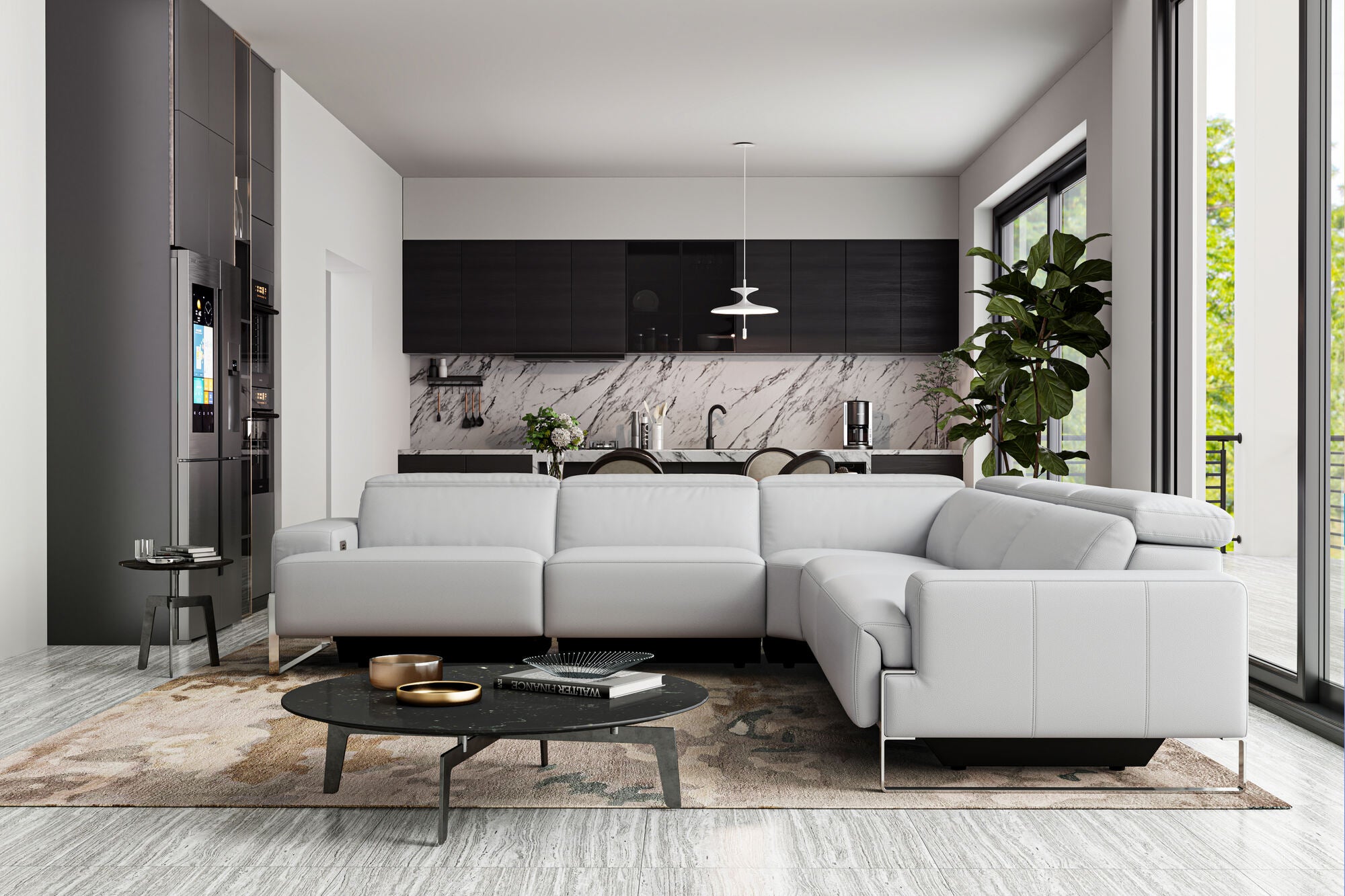 Melania Leather Reclining Corner Sectional Lounge