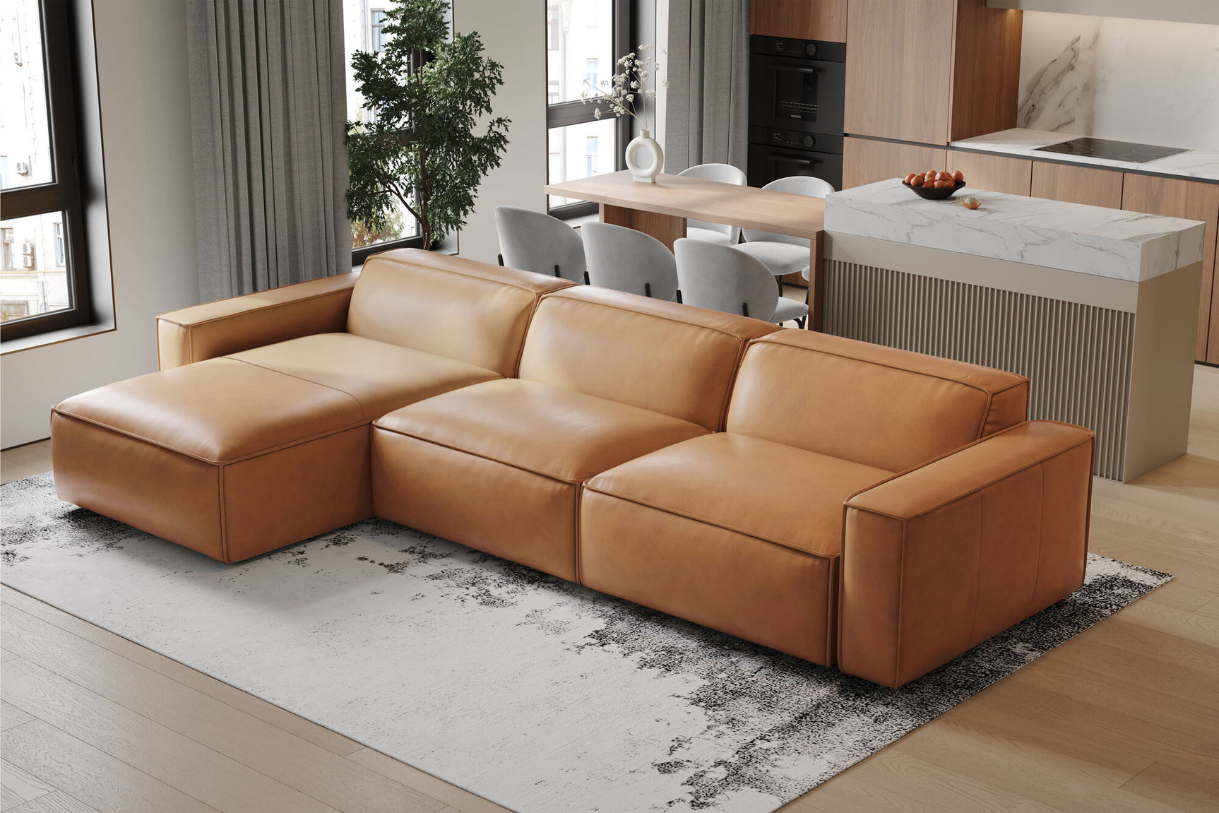 Nathan Leather Modular Sectional Lounge