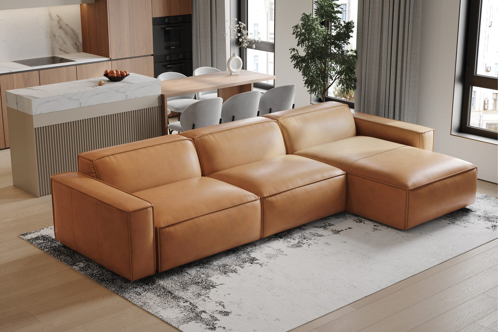 Nathan Leather Modular Sectional Lounge
