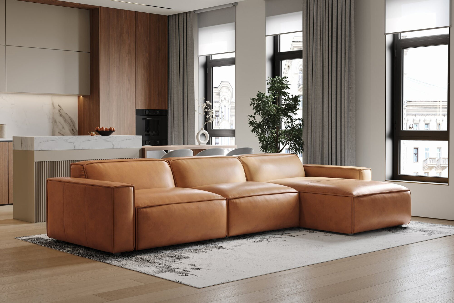 Nathan Leather Modular Sectional Lounge