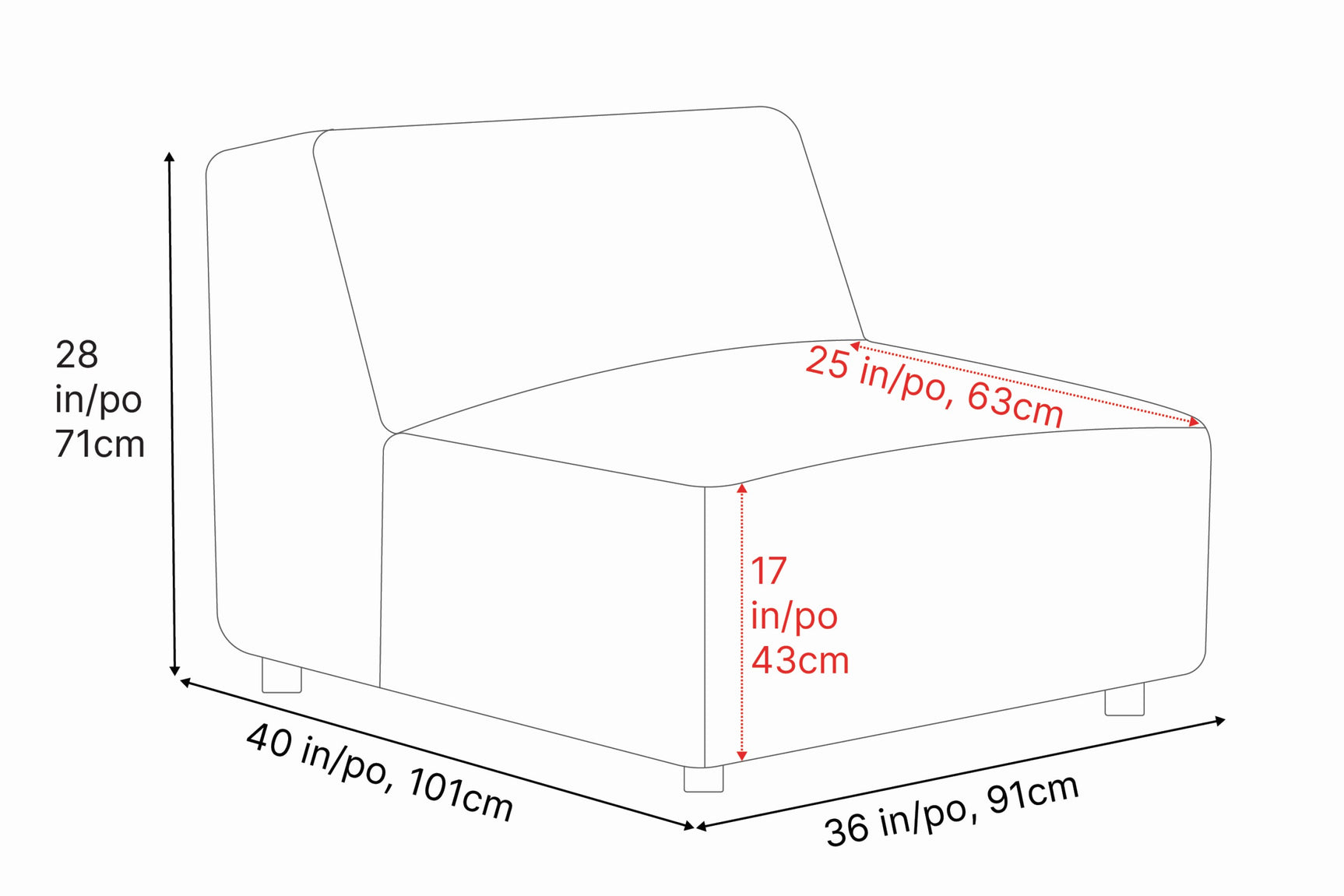 Nathan Leather Armless Lounge Module