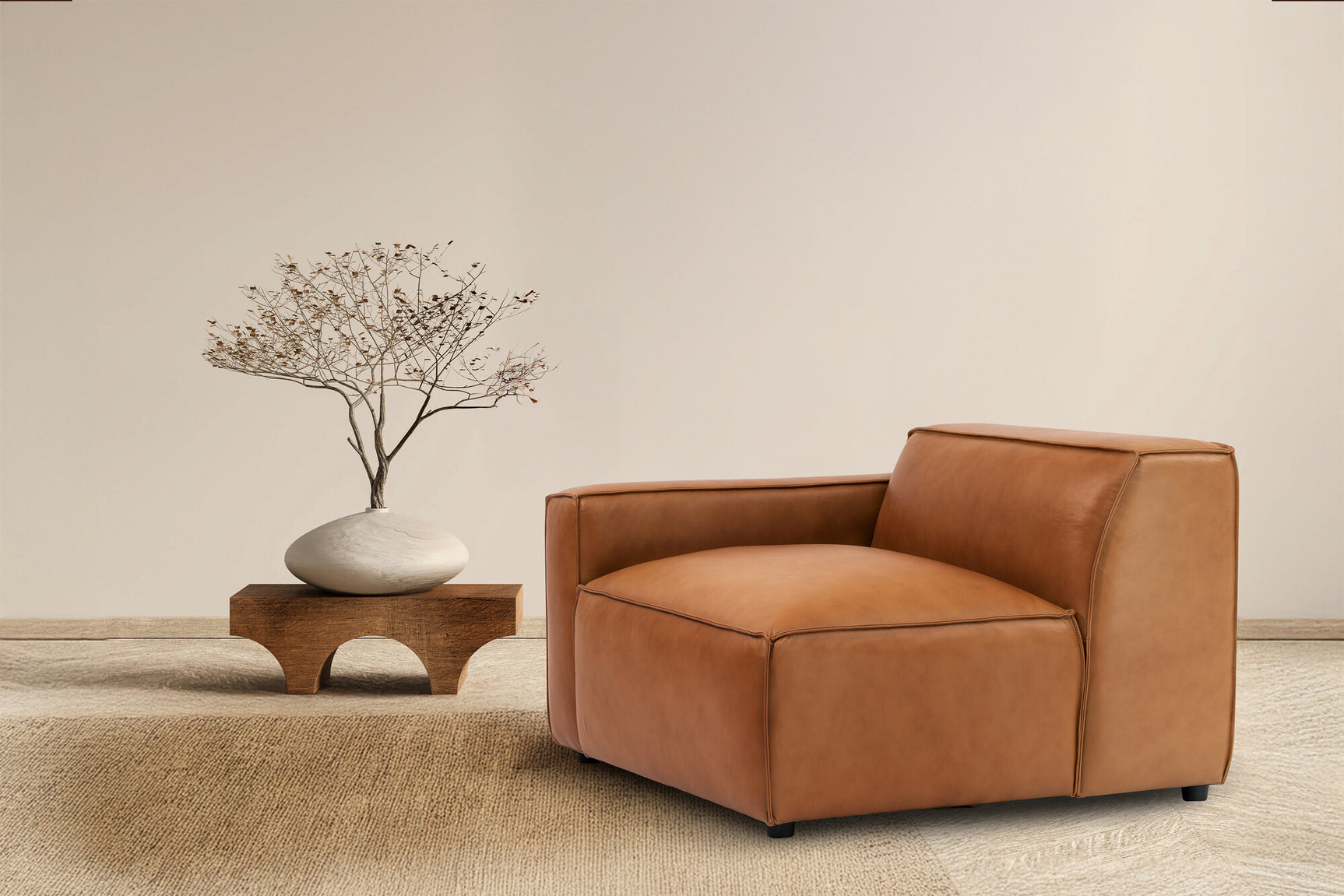 Nathan Leather Left Arm Lounge Module