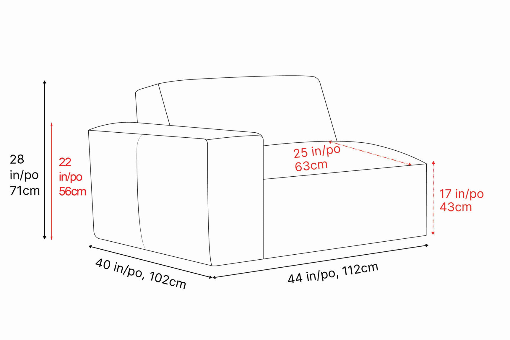 Nathan Leather Left Arm Lounge Module