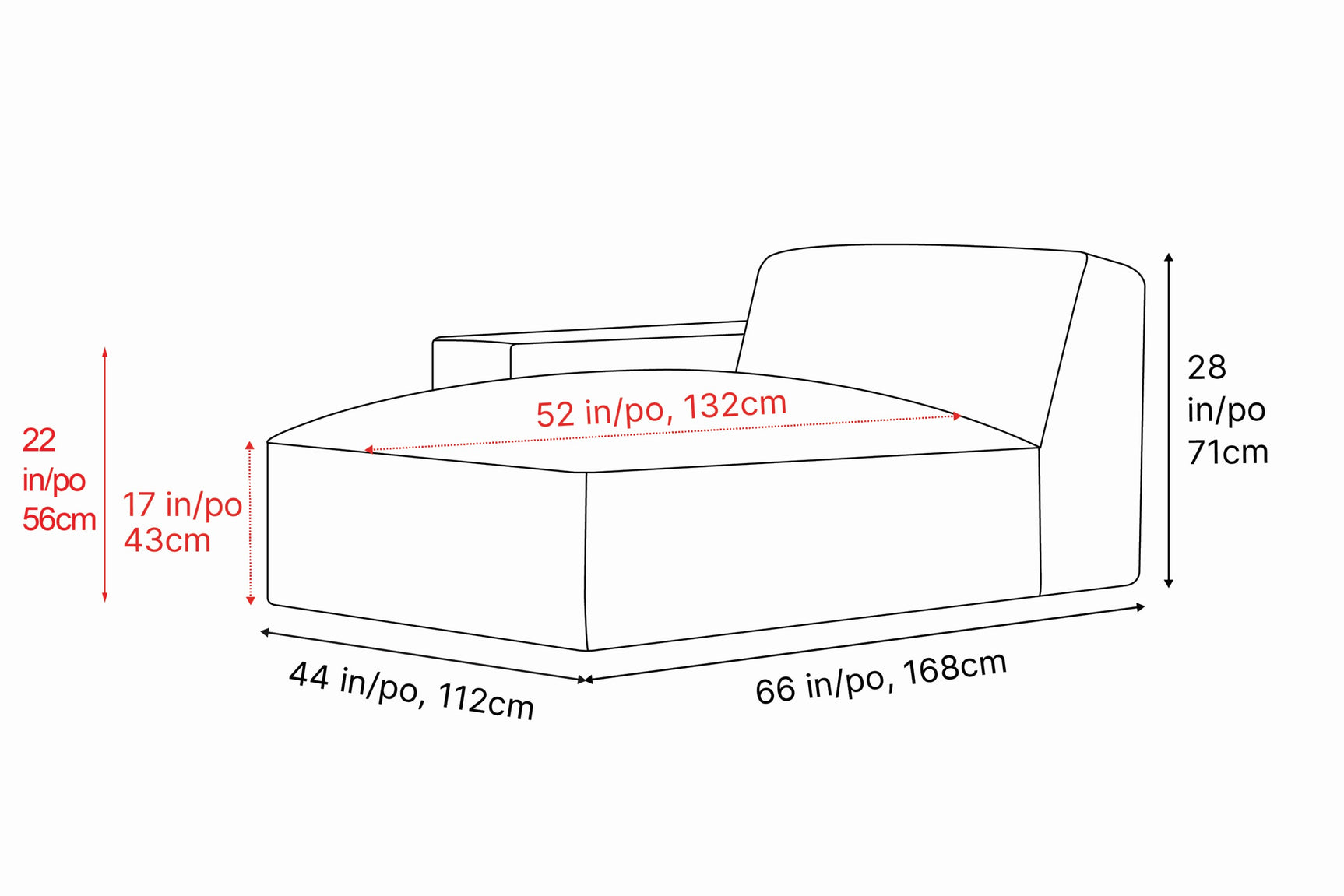 Nathan Leather Left Chaise Lounge Module
