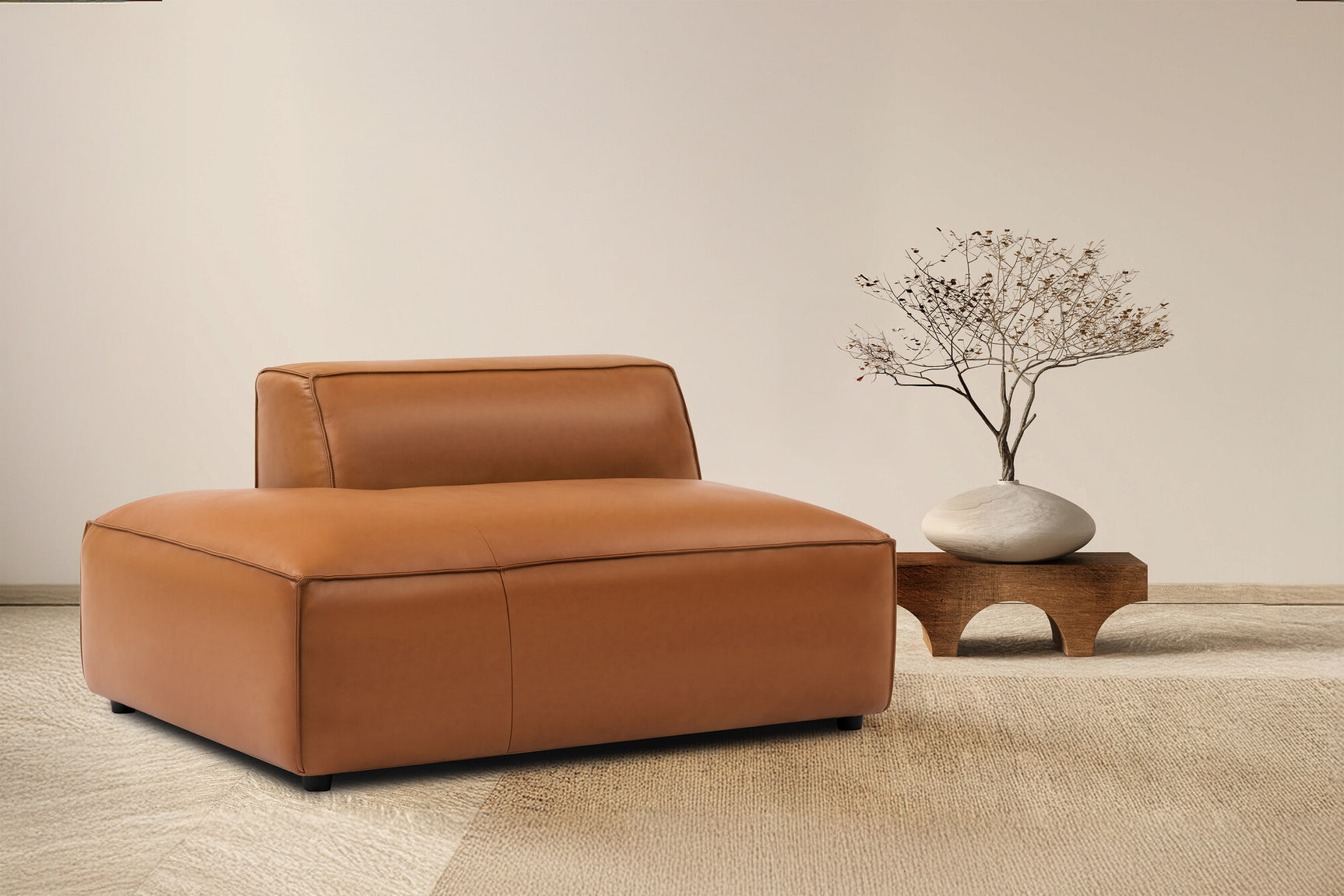 Nathan Leather Left Open-End Lounge Module