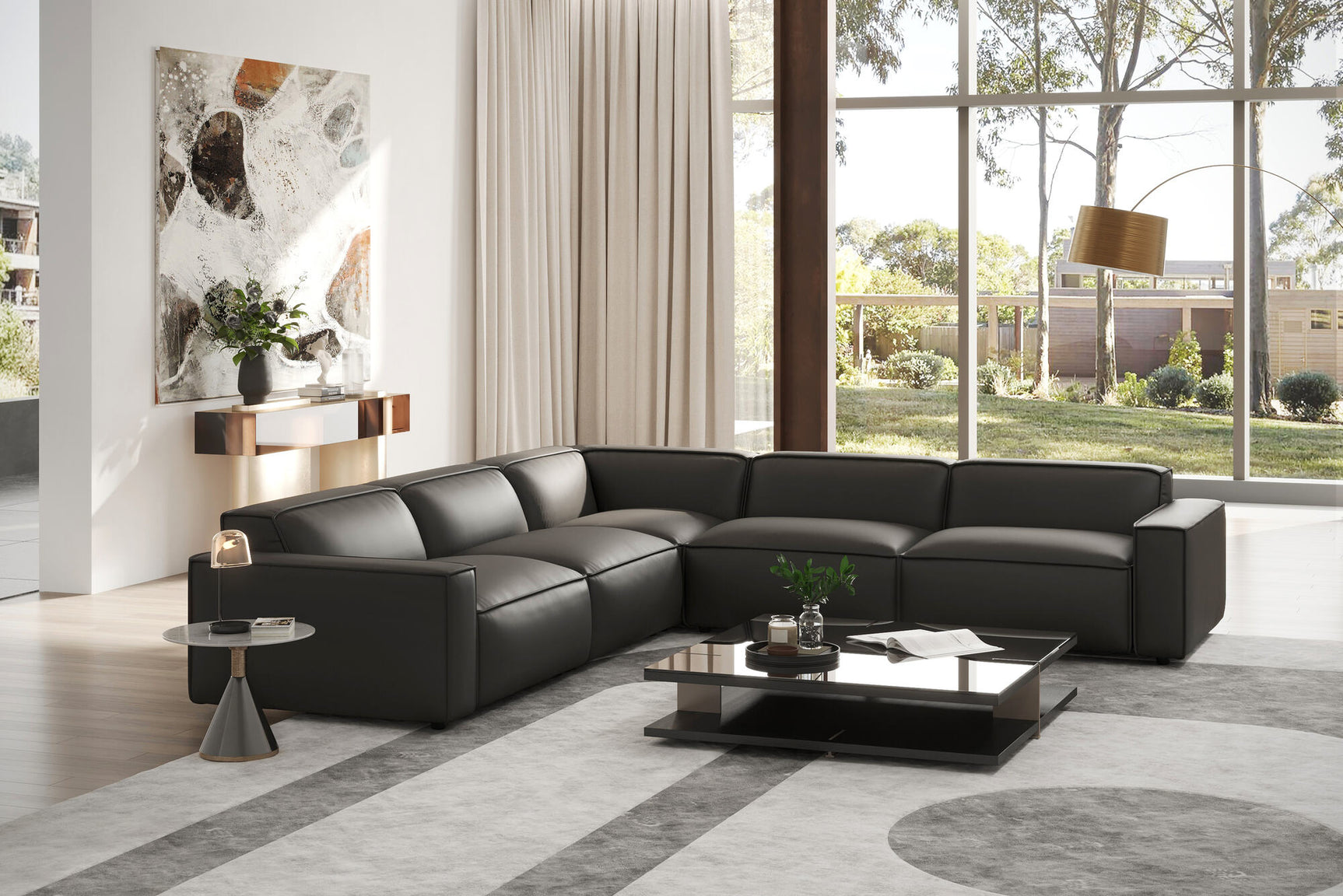 Nathan Leather Modular Corner Sectional Lounge