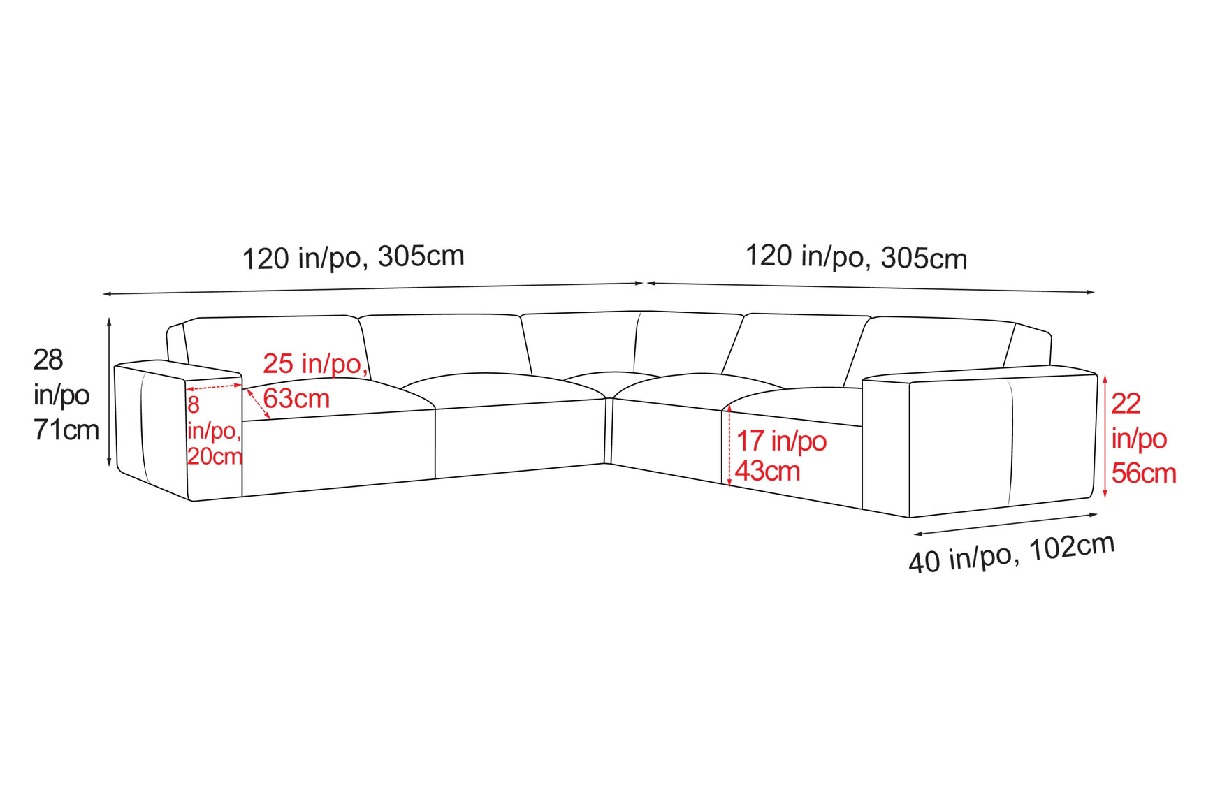 Nathan Leather Modular Corner Sectional Lounge