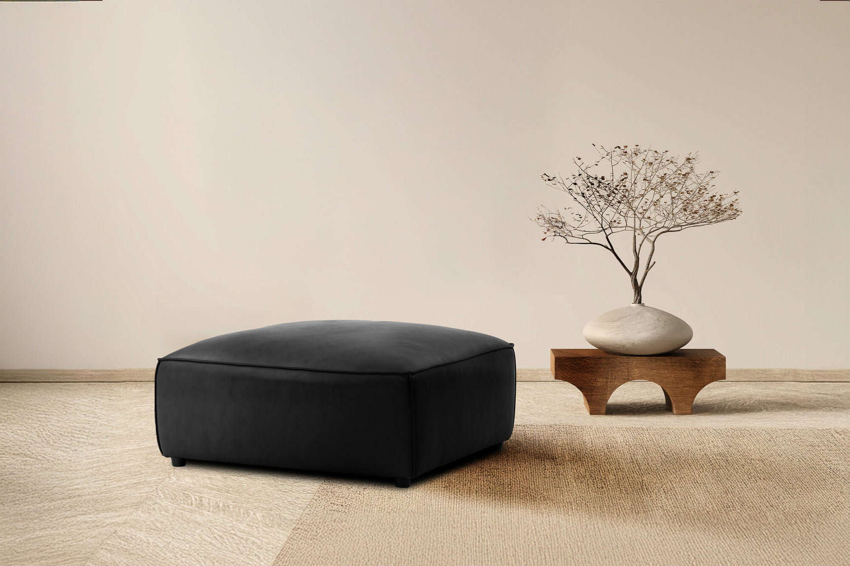 Nathan Leather Ottoman