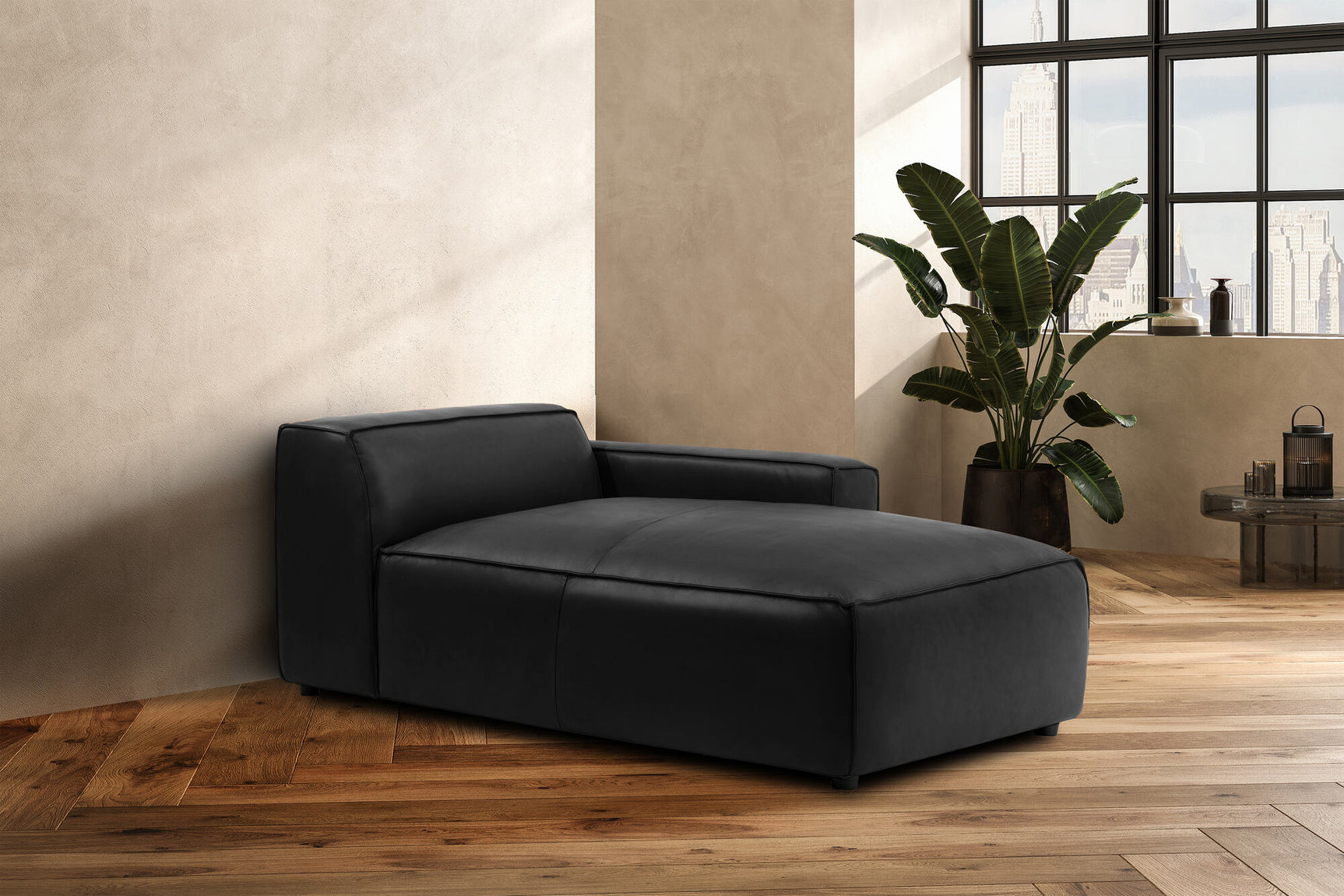 Nathan Leather Right Chaise Lounge Module