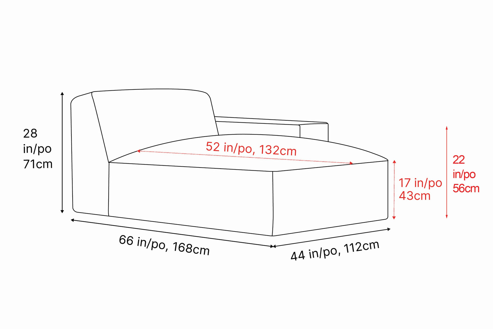 Nathan Leather Right Chaise Lounge Module
